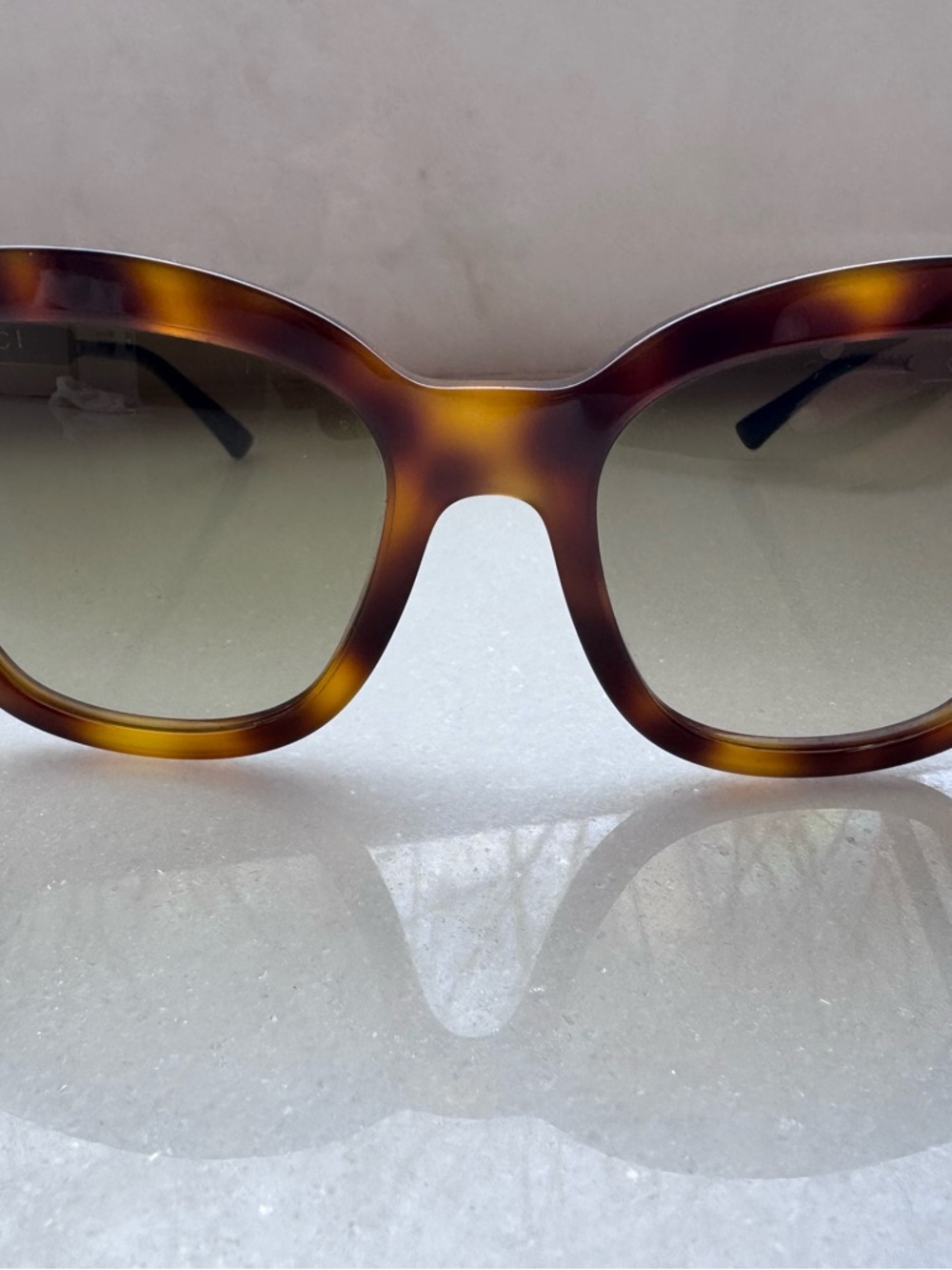 Gucci Tortoiseshell Sunglasses - Classic Core Collection Round/ Cats Eye Style View 2